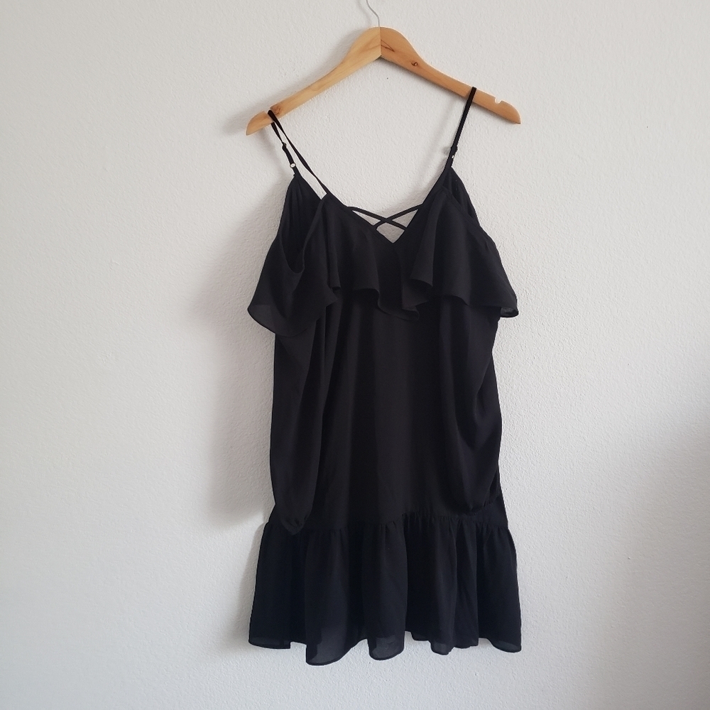 Gb black cold shoulder ruffle dress - Picture 5 of 7